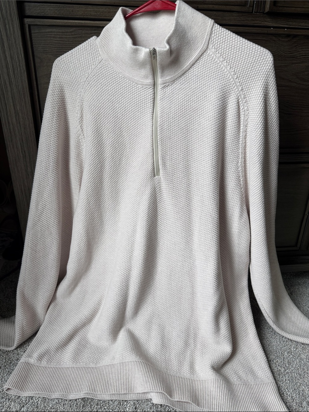 Lululemon mens Cream Half-Zip Knit Sweater